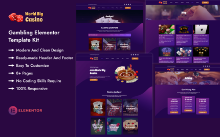 World Big Casino - Gambling Elementor Template Kit