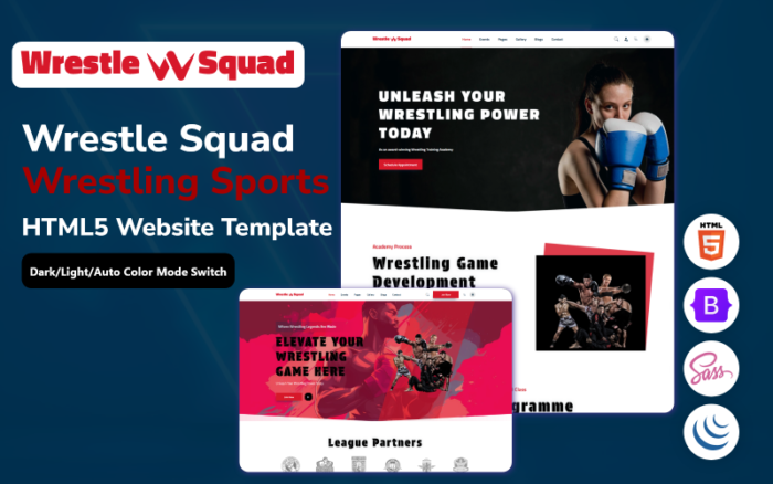 Wrestle Squad - Template Situs Web HTML5 Olahraga Gulat