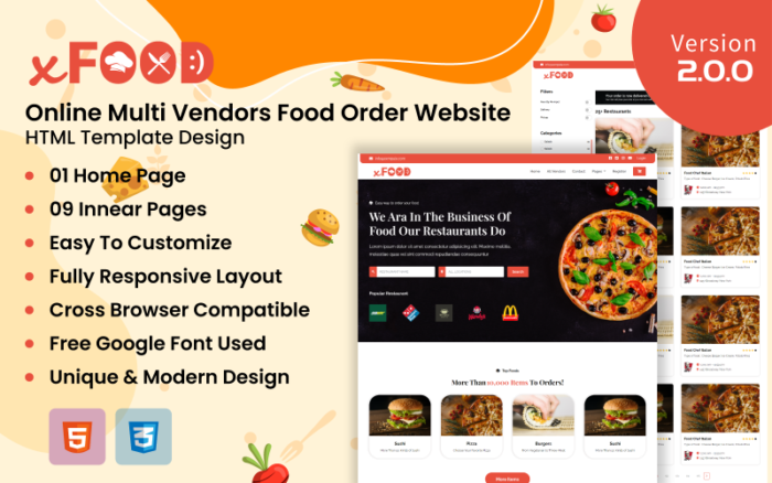 XFood - Template HTML Pengiriman Makanan Online