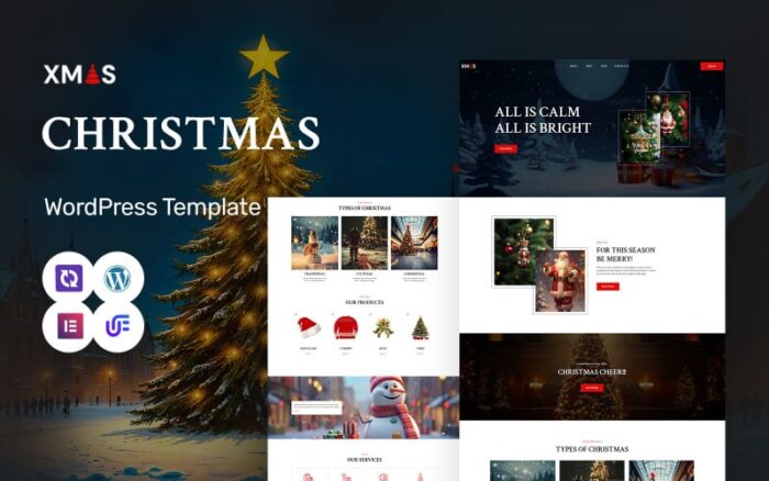 Xmas - Acara Natal, Toko Hadiah, dan Kumpul Keluarga Tema WordPress Elementor