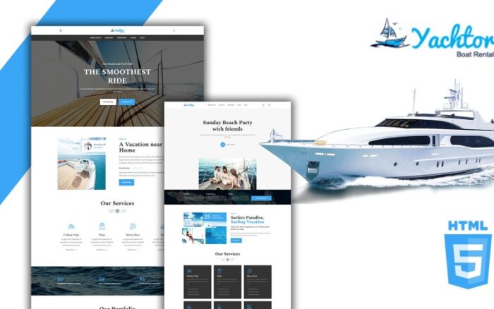 Templat HTML5 Situs Web Sewa Kapal Pesiar Yachtor