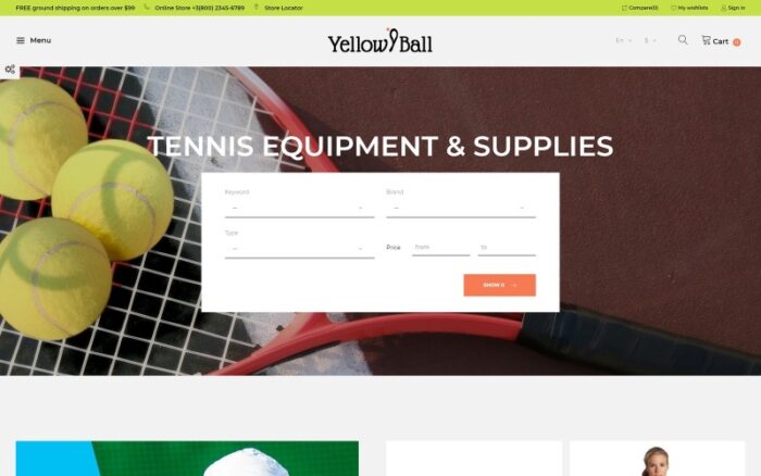 YellowBall - Tema PrestaShop Toko Tenis