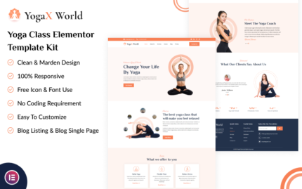 YogaX World - Yoga Class Elementor Template Kit