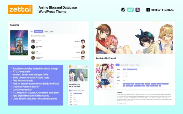 ZETTAI - Tema WordPress Blog dan Basis Data Anime + RTL