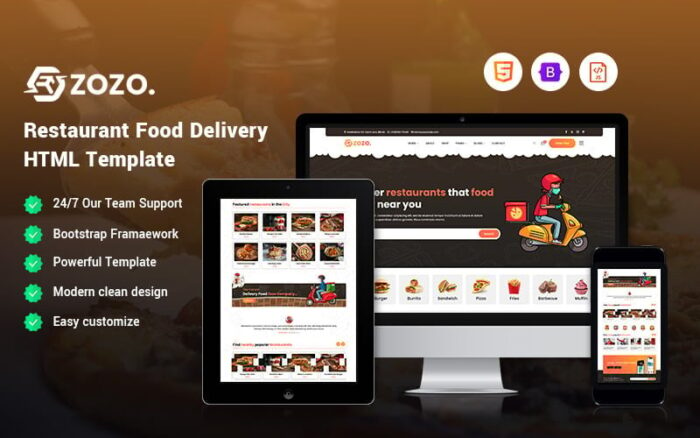 Zozo - Template Situs Web Pengiriman Makanan Restoran