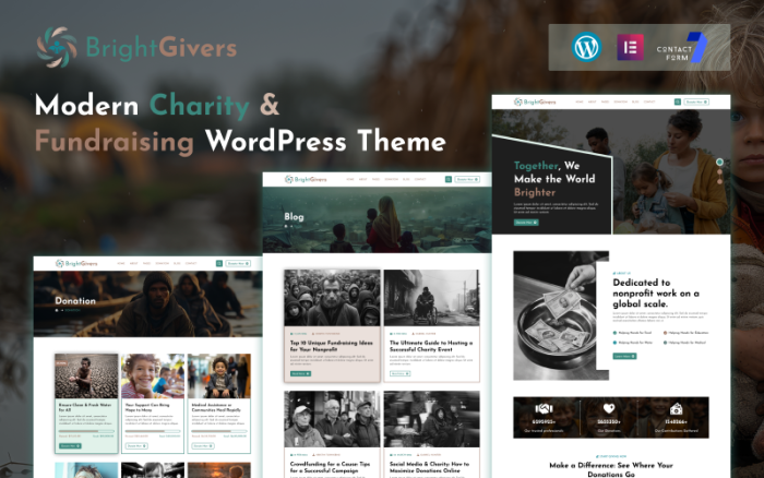 BrightGivers – Modern Charity & Fundraising WordPress Theme