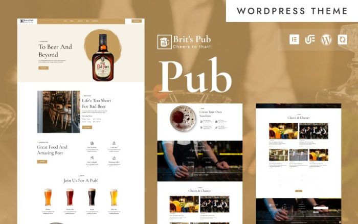 Brit's Pub - Stylish Pub & Whiskey Bar WordPress Elementor Theme