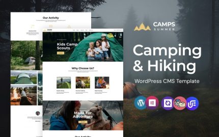 Camps - camping, hiking and adventure WordPress Elementor Theme