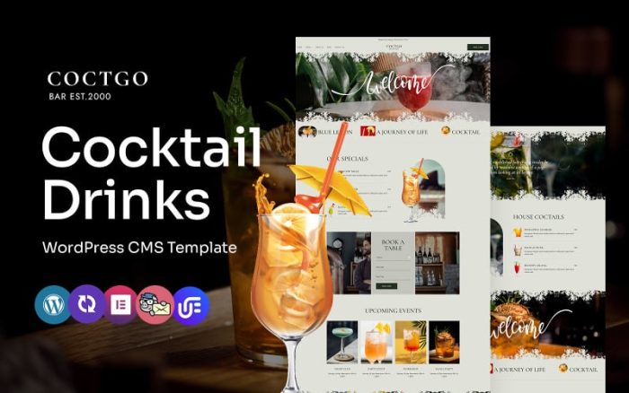 Coctgo - Cocktail Bar Multipurpose WordPress Elementor Theme