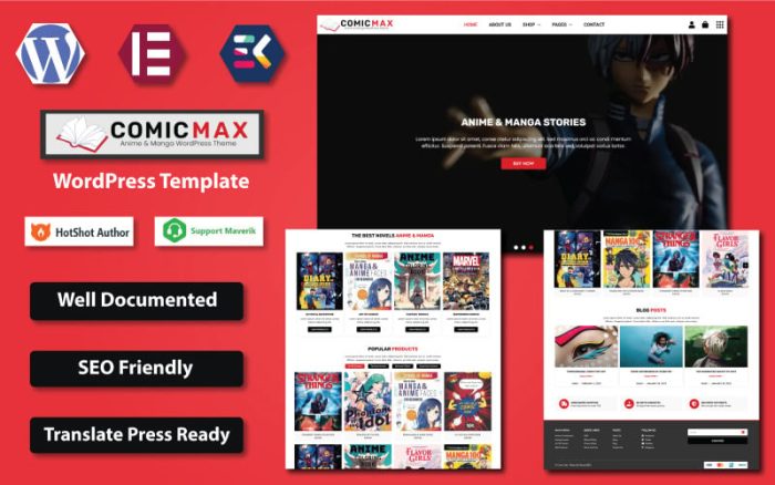 Comic Max – Anime & Manga Stories WordPress Elementor Template