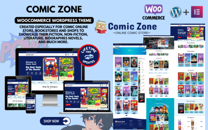 Comic Zone Woocommerce theme for Comic stores, Bookstores, Anime & Manga Stories news portal