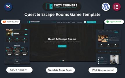 Cozy Corners - Quest & Escape Rooms Game WordPress Elementor Template
