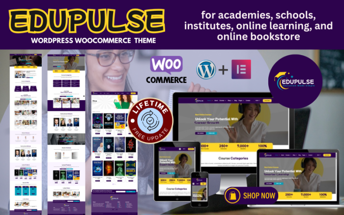 Edupulse - WordPress Theme for Academies, Schools, & Online Learning with Online Book Store