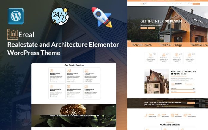 Ereal - Real Estate and Architecture, Apartment, House, Flat Rent Elementor WordPress Theme