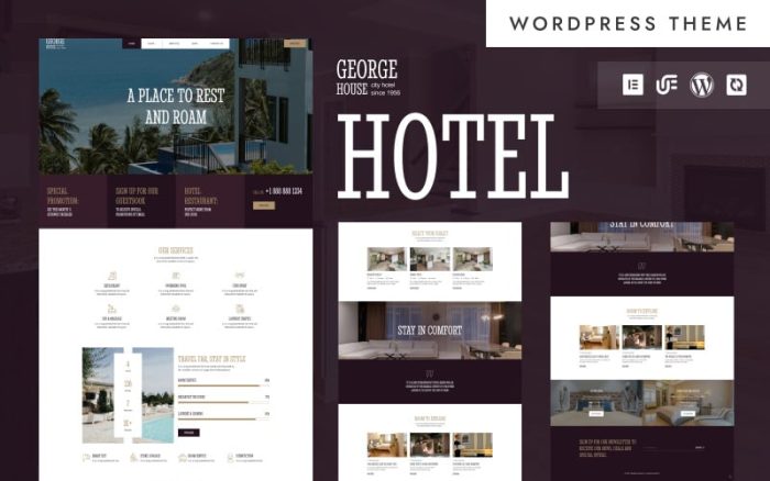 George House - Hotel & Resort Booking WordPress Elementor Theme