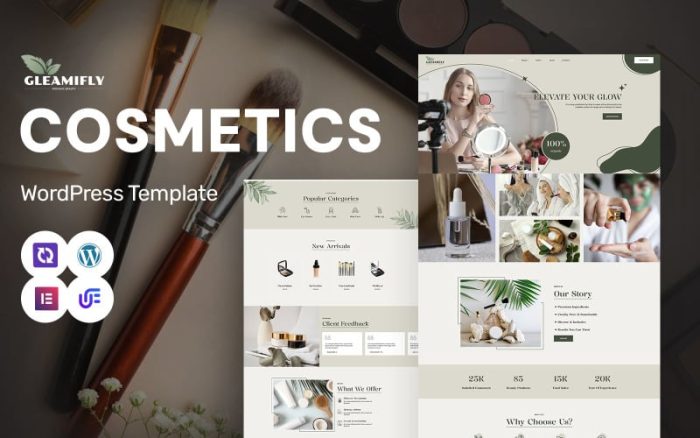 Gleamifly - Beauty & Cosmetics Store WordPress Elementor Theme