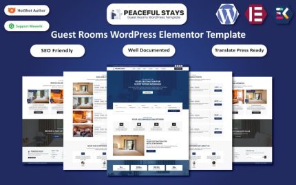 Peaceful Stays - Guest Rooms, Hotel & Resort WordPress Elementor Template