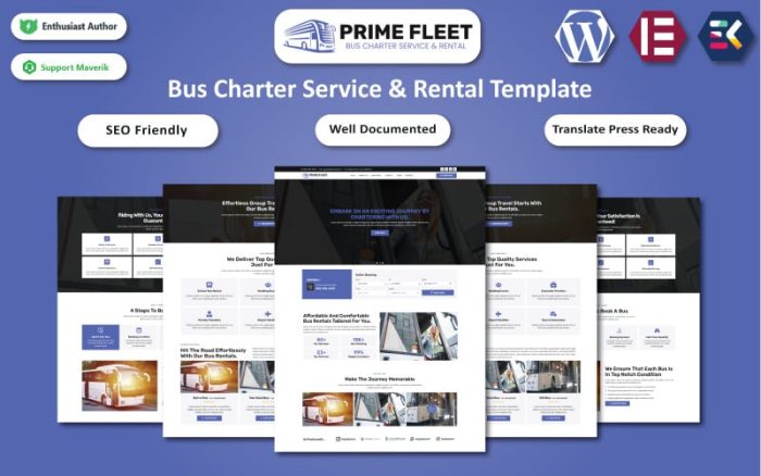 Prime Fleet - Bus Charter Service & Rental Elementor Template