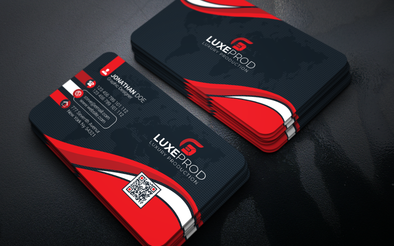 Red Color Business Card - Corporate Identity Template