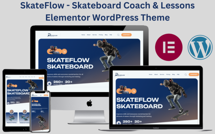 SkateFlow - Skateboard Coach & Lessons Elementor WordPress Theme
