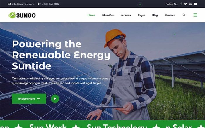 Sungo - Solar & Renewable Energy WordPress Theme