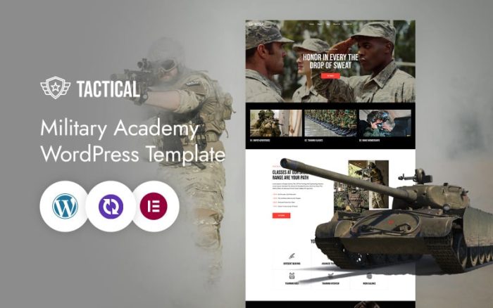 Tactical – Army Training And Military Service CMS Elementor Template