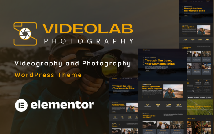 Videolab - Videography and Photography Portfolio Elementor WordPress Theme