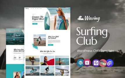 Waving - Surfing Board An Adventure WordPress Elementor Theme