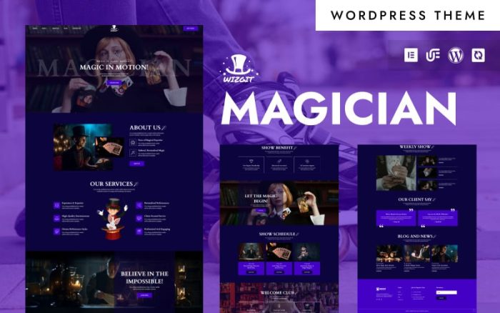 Wizgit - Magician, Magic Tricks & Circus Performer WordPress Elementor Theme
