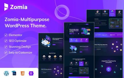 Zomia - Cyber Security Services Elementor WordPress Theme.